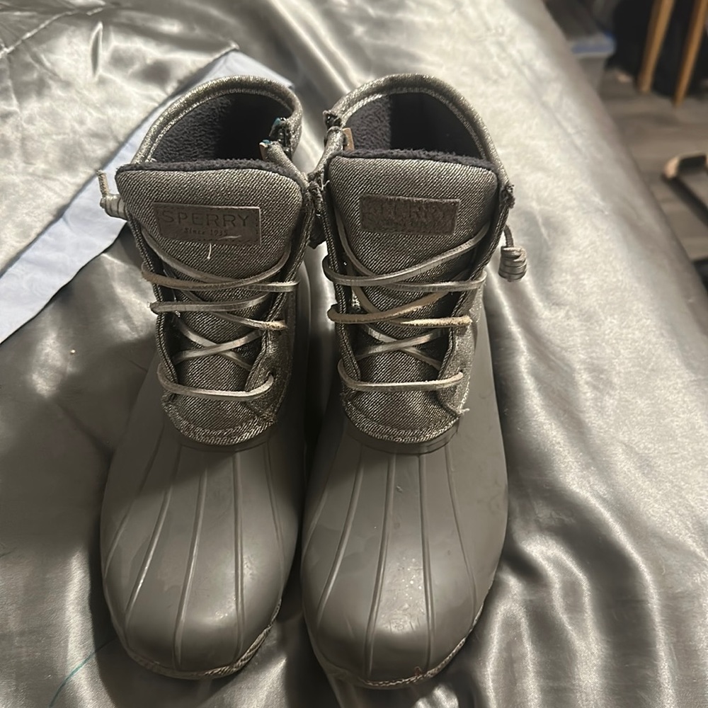 Women’s Silver Sparkly Sperry Waterproof Rubber Boot